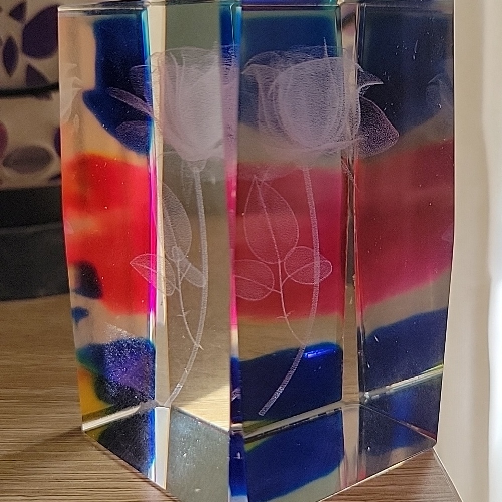 Multicolor Crystal Rose Art Piece - Picture 3 of 6